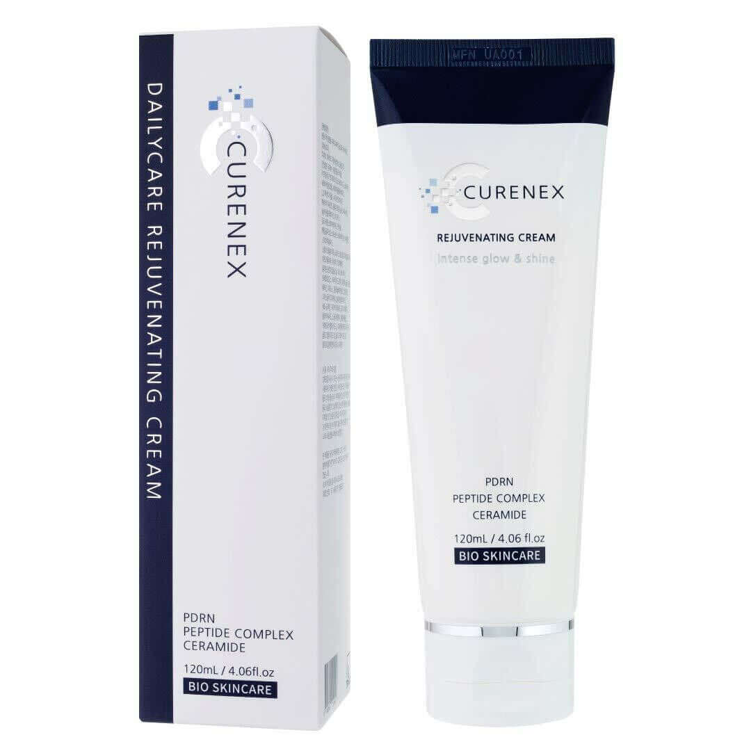 CURENEX Rejuvenating Cream with PDRN, Ceramide, and Peptides for hydrated, glowing skin.