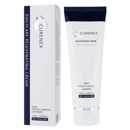 CURENEX Rejuvenating Cream with PDRN, Ceramide, and Peptides for hydrated, glowing skin.