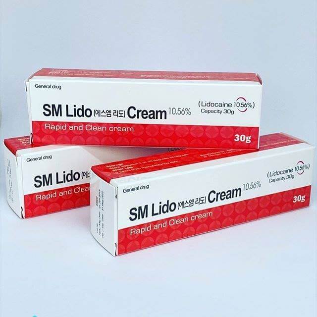 SM Lido Cream 10.56% in 30g tubes by Nutrination for rapid and clean numbing during cosmetic procedures.