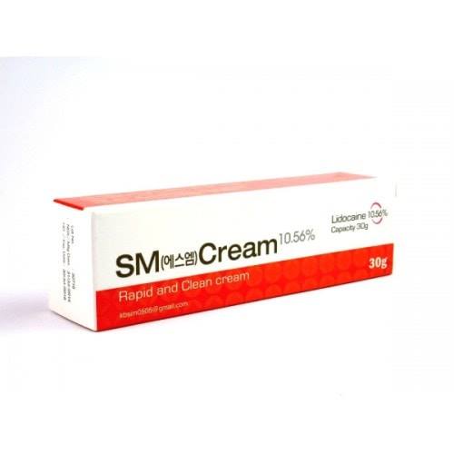 SM Cream 30g from Nutrination, featuring rapid numbing agent with 10.56% lidocaine, perfect for cosmetic procedures.