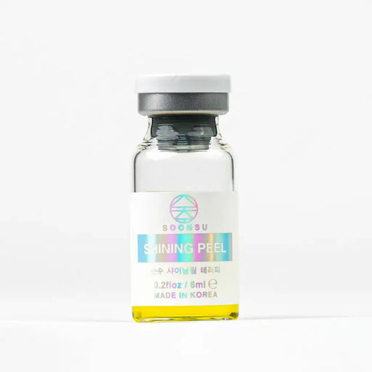 SOONSU Shining Peel 6ml bottle for gentle chemical peel, enhancing brightness and smoothness in skin care routine.