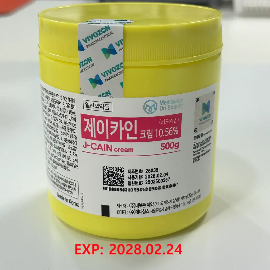 J-CAIN cream container for topical numbing, ideal for aesthetic procedures like microneedling and tattooing.